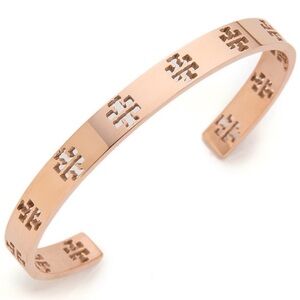 NEW Tory Burch Rose Gold Pierced T Cuff Cuff Bracelet Size 7